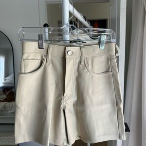 Abercrombie & Fitch High Waist Cream Vegan Leather Shorts